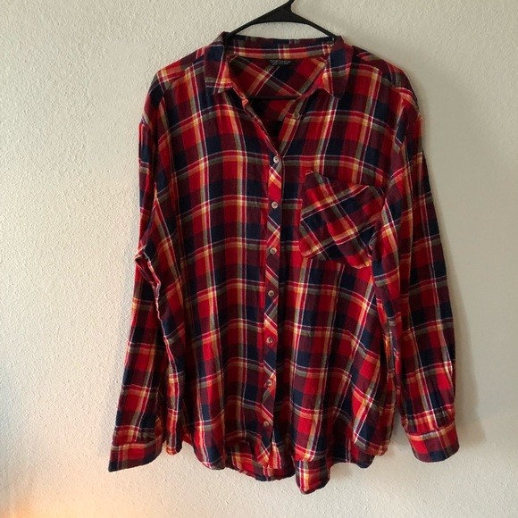 Topshop Tops - Top shop red flannel button down sz 10